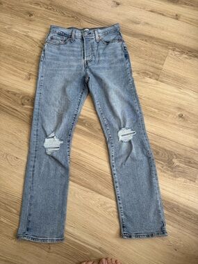 Levi's Light Blue Wedgie Distressed Straight-Leg Jeans
